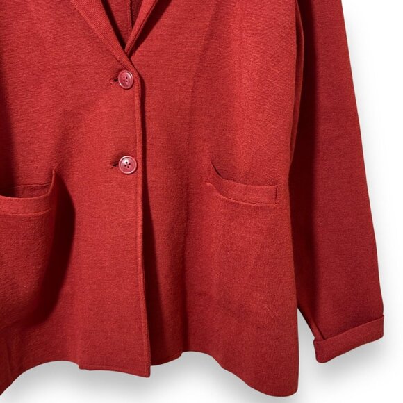 1901 Solid Red Oversized Button Thick Knit Cardigan Sweater Womens Large Pockets - Picture 3 of 8
